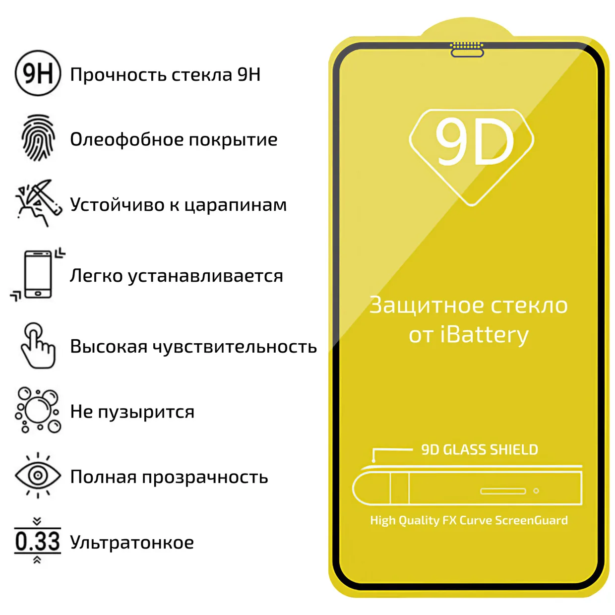 Защитное стекло iBattery 9D for iPhone Xr black — фото 2