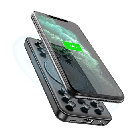 Power Bank з бездротовою зарядкою QI та присосками на 10000 mAh Black