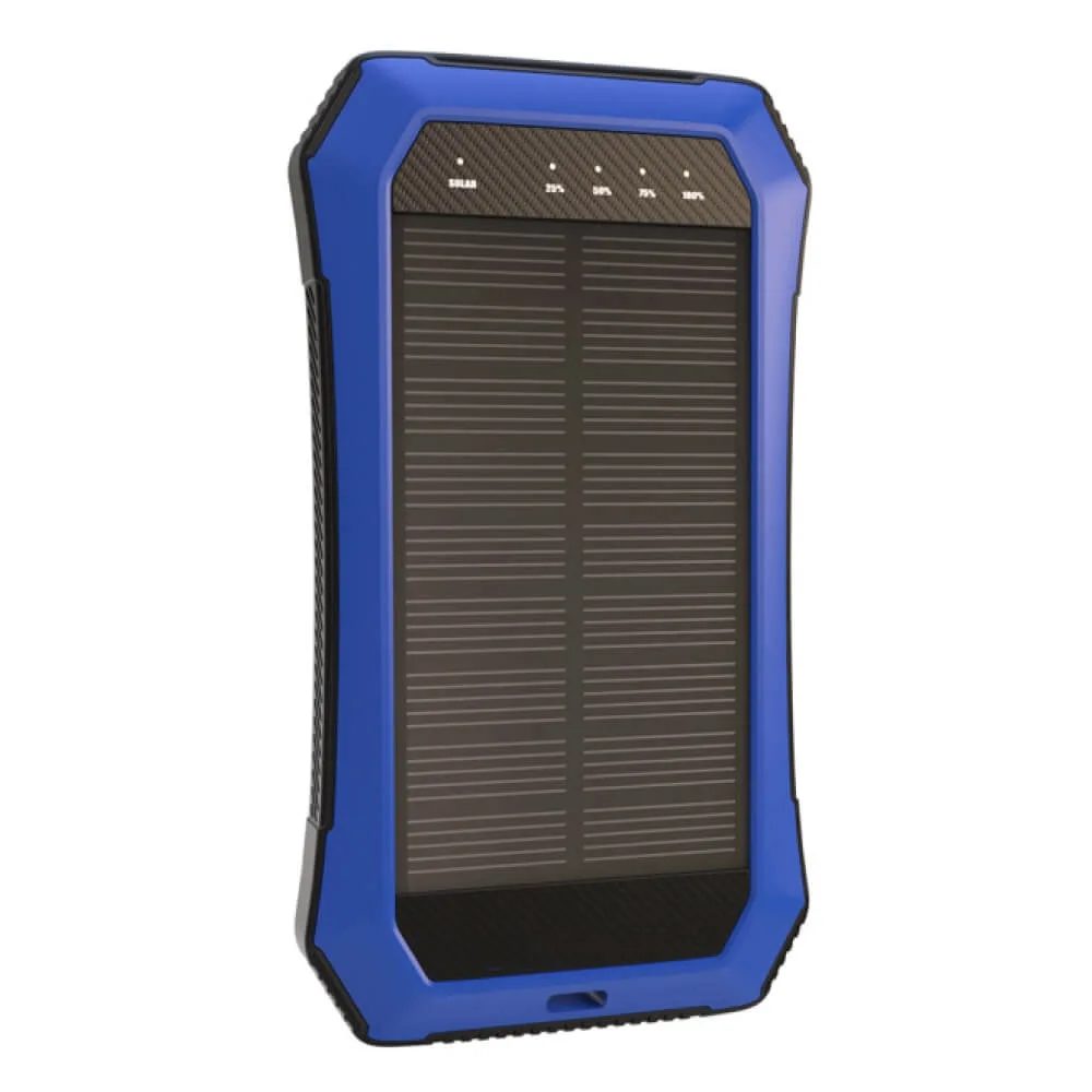 Повербанк от солнца Qi и фонариком 15000 mAh синий