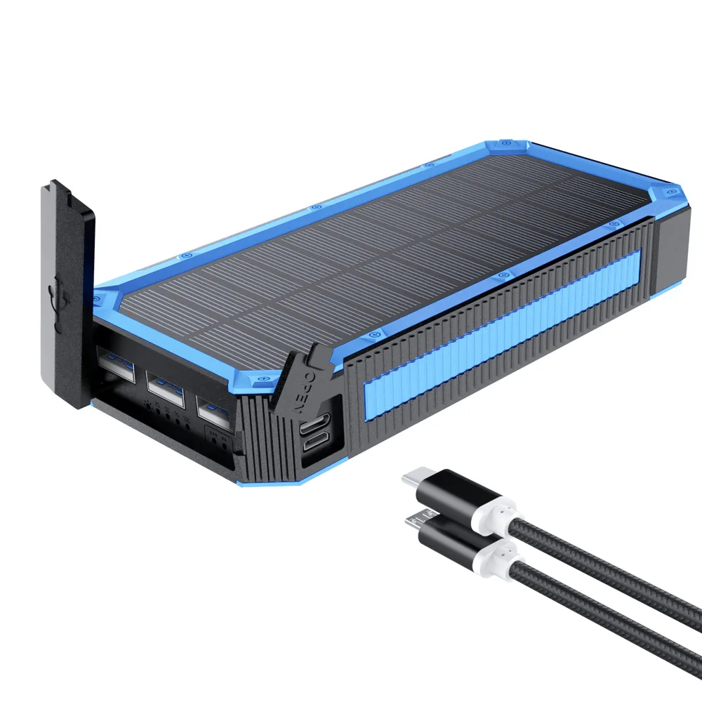 Солнечный повербанк iBattery YD-888K c фонариком 30000 mAh blue — фото 3