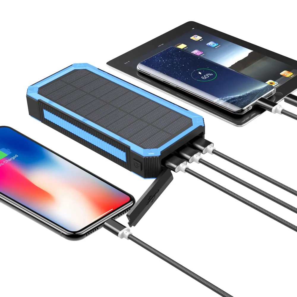 Солнечный повербанк iBattery YD-888K c фонариком 30000 mAh blue — фото 6