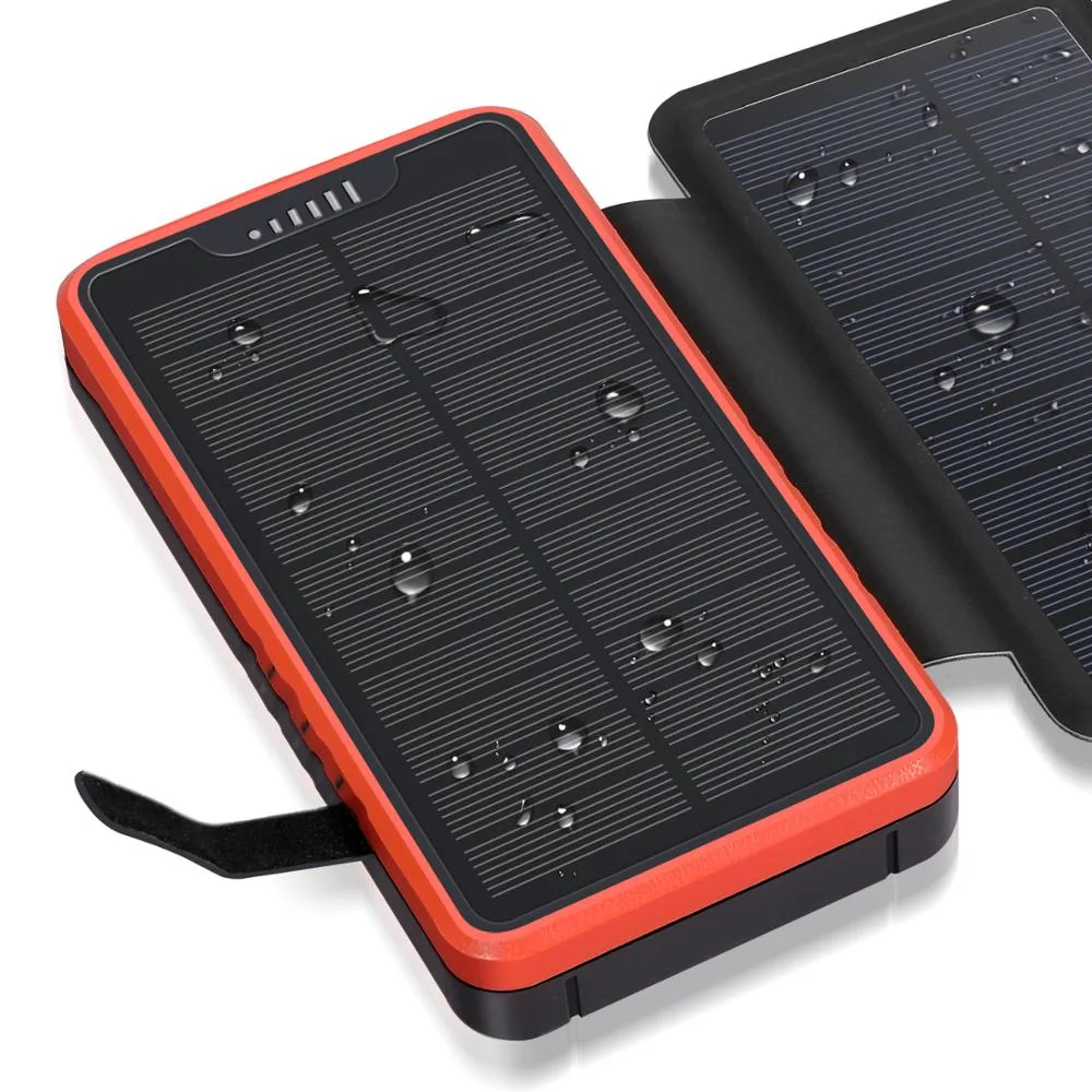 Солнечный PowerBank iBattery YD-820S с дополнительными панелями и фонариком 26800 mAh orange — фото 3