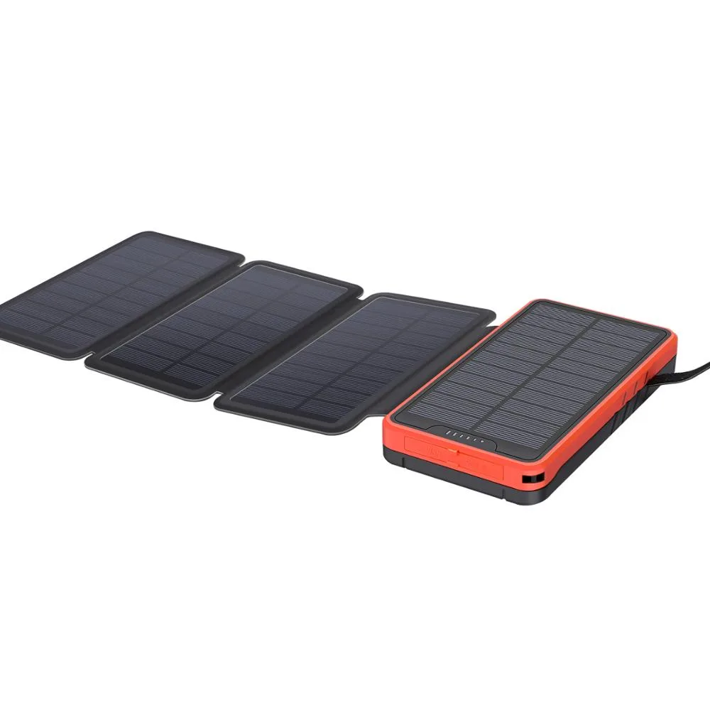 Солнечный PowerBank iBattery YD-820S с дополнительными панелями и фонариком 26800 mAh orange — фото 4