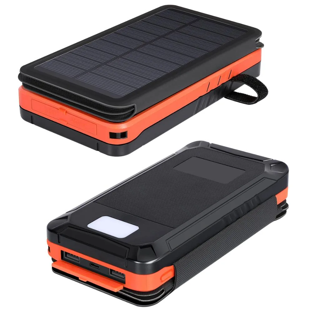 Солнечный PowerBank iBattery YD-820S с дополнительными панелями и фонариком 26800 mAh orange — фото 5