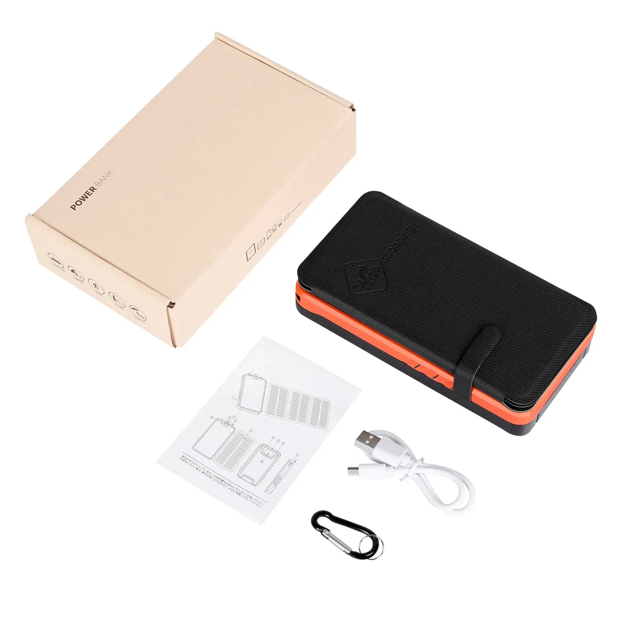 Солнечный PowerBank iBattery YD-820S с дополнительными панелями и фонариком 26800 mAh orange — фото 15