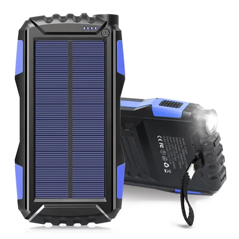 PowerBank із зарядкою від сонця iBattery TS-819 з ліхтариком 25000 mAh чорний із синім