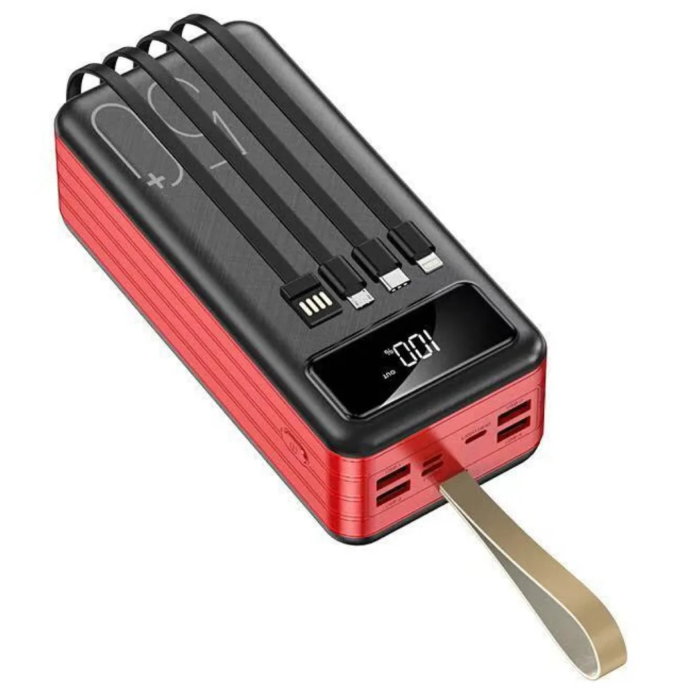 Power Bank iBattery YM-320DX со встроенным кабелем и фонариком 10W на 50000 mAh red