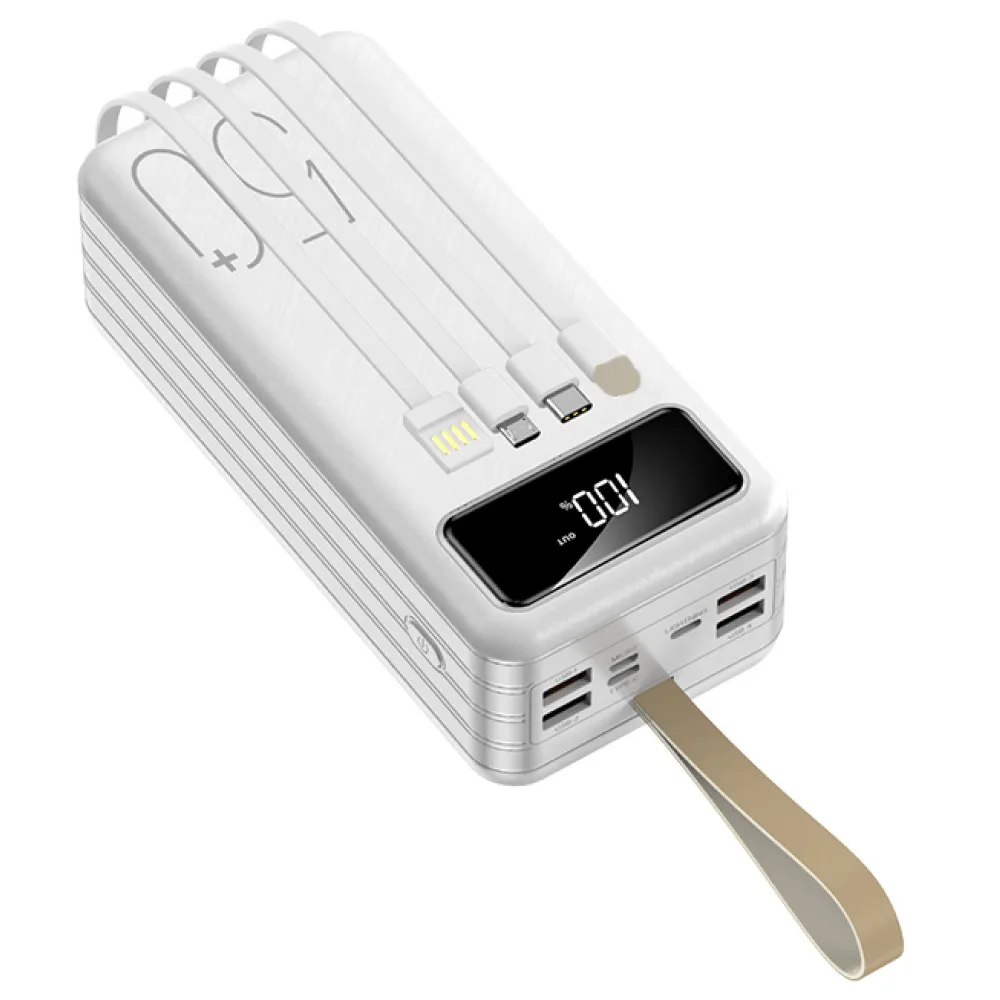 Power Bank iBattery YM-320DX со встроенным кабелем и фонариком 10W на 50000 mAh white