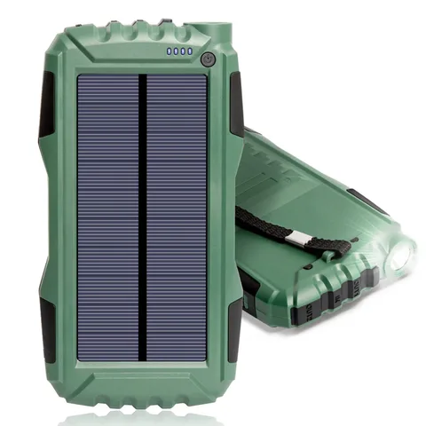PowerBank із зарядкою від сонця iBattery TS-819 з ліхтариком 25000 mAh зелений