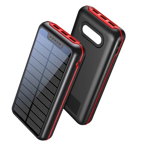 Solar PowerBank iBattery YD-887S з ліхтариком 20000 mAh чорний з червоним