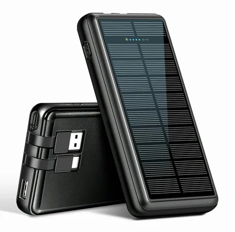Сонячний Повербанк iBattery YD-692S із вбудованими проводами 20000 mAh чорний