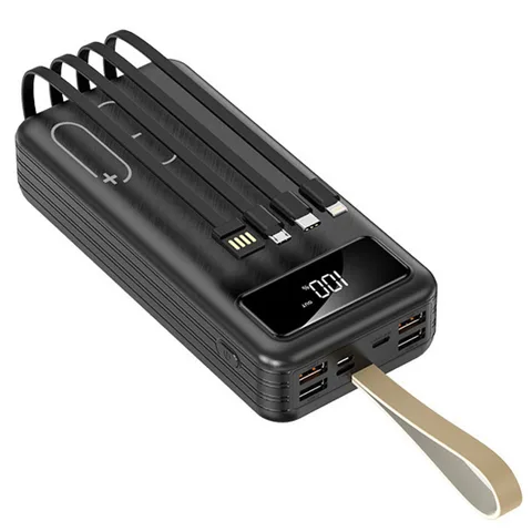 PowerBank із вбудованим кабелем та ліхтариком YM-318DX на 30000 mAh black