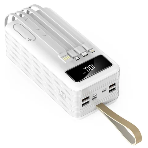 Power Bank iBattery YM-321DX із вбудованим кабелем та ліхтариком 10W на 60000 mAh white