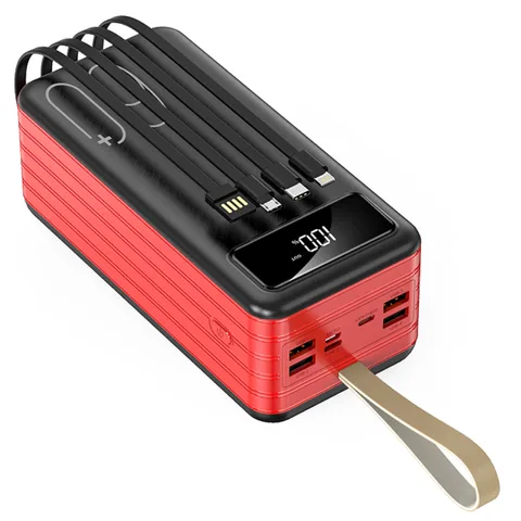 PowerBank із вбудованим кабелем та ліхтариком YM-321DX на 60000 mAh red