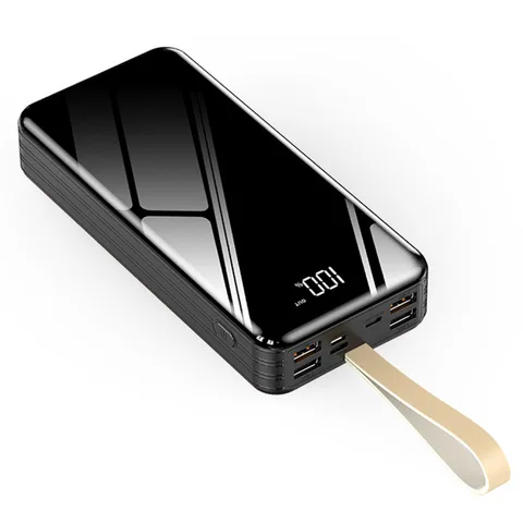 Глянцевий Power Bank iBattery з ліхтариком YM-323 на 30000 mAh black