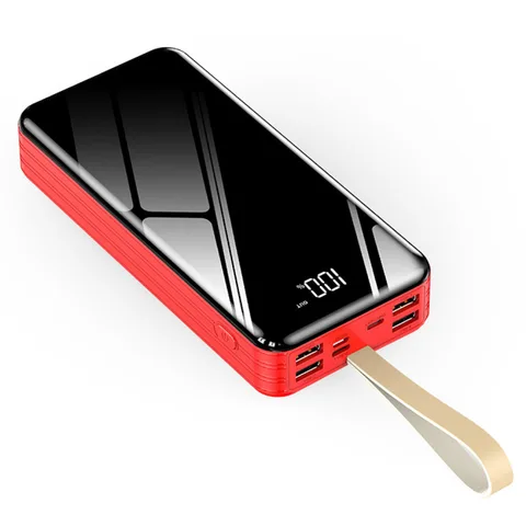 Глянцевий Power Bank iBattery з ліхтариком YM-323 на 30000 mAh red