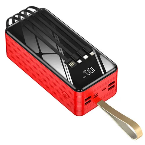 Power Bank iBattery YM-326DX із вбудованим кабелем та ліхтариком 10W на 60000 mAh red