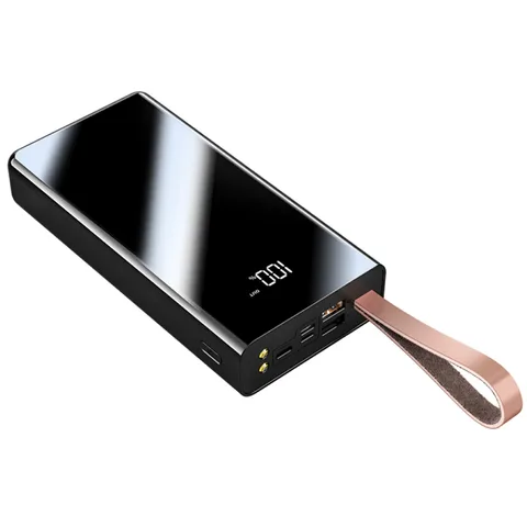 Глянцевий повербанк iBattery з ліхтариком YM-258 на 30000 mAh black