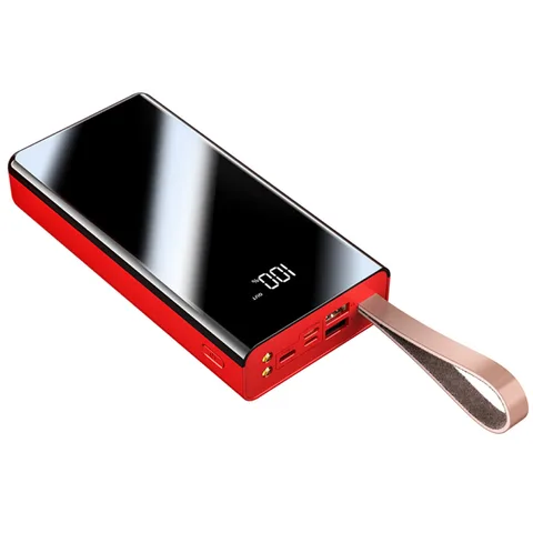 Глянцевий повербанк iBattery з ліхтариком YM-258 на 30000 mAh red