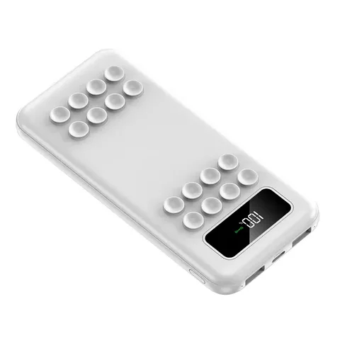 PowerBank iBattery YM-462 з присосками, бездротовою зарядкою, фонариком та вбудованними проводами на 10000 mAh білий