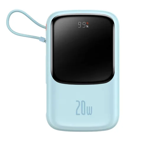 Power Bank Baseus Qpow Pro Digital Display Fast Charge 20W з вбудованим кабелем Lightning на 10000mAh (PPQD020003) Blue