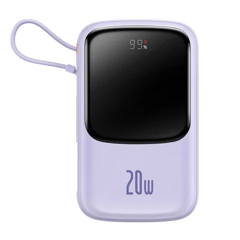 Power Bank Baseus Qpow Pro Digital Display Fast Charge 20W з вбудованим кабелем Lightning на 10000mAh (PPQD020005) Purple