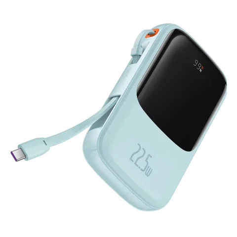 Power Bank Baseus Qpow Pro Digital Display Fast Charge 20W з вбудованим кабелем Type-C на 10000mAh (PPQD020103) Blue