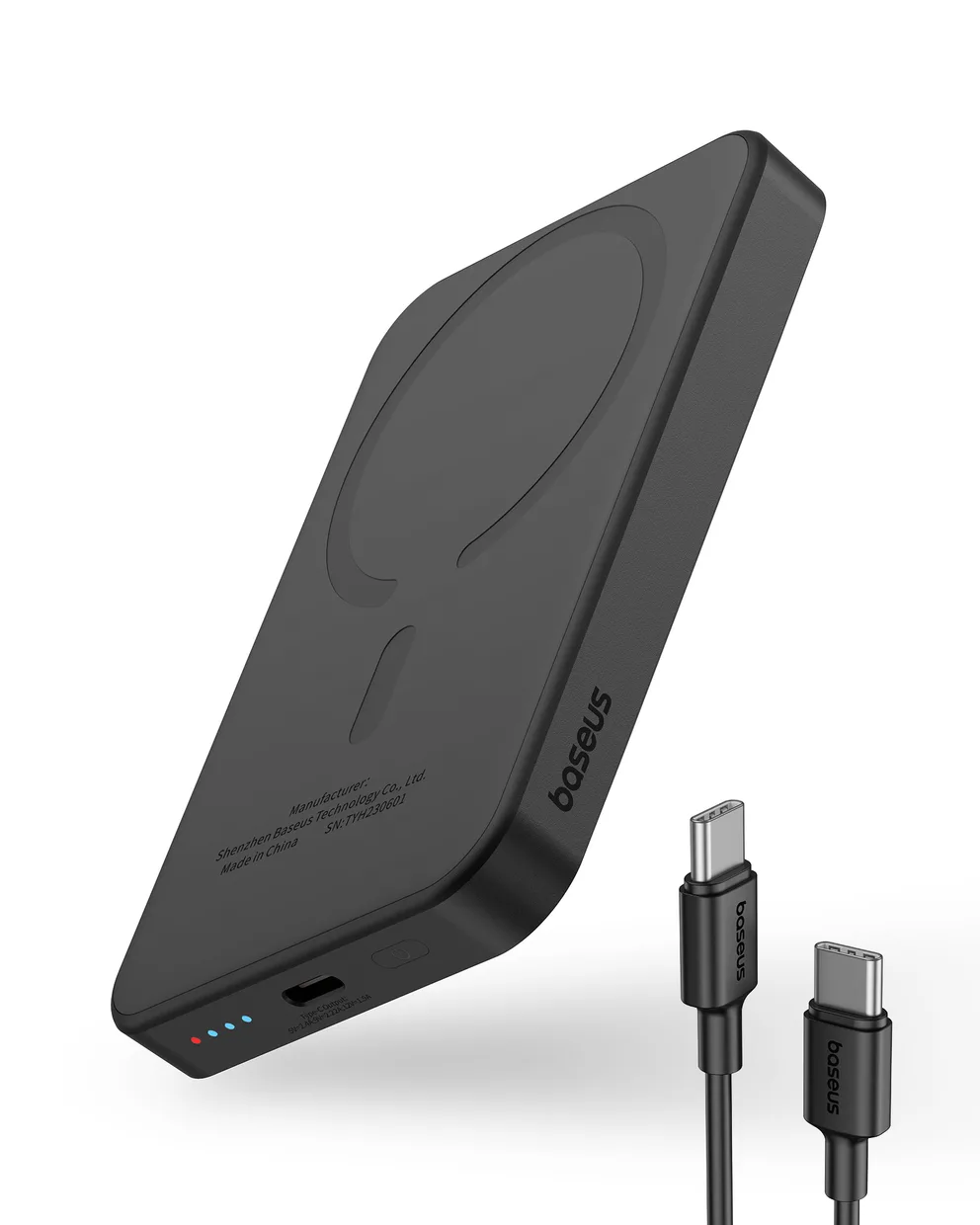 Power Bank OS-Baseus Magnetic Mini Wireless Fast Charge Power Bank 5000mAh 20W з кабелем (P10022107113-00) Cluster Black — фото 3