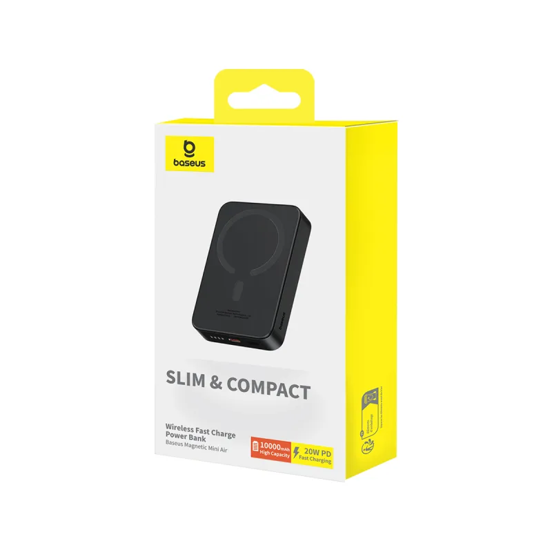 Power Bank OS-Baseus Magnetic Mini Air Wireless Fast Charge Power Bank 10000mAh 20W з кабелем (P10059001113-00) Cluster Black — фото 13