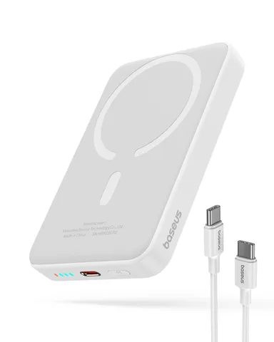 Power Bank OS-Baseus Magnetic Mini Air Wireless Fast Charge Power Bank 10000mAh 20W з кабелем (P10059001223-00) Stellar White