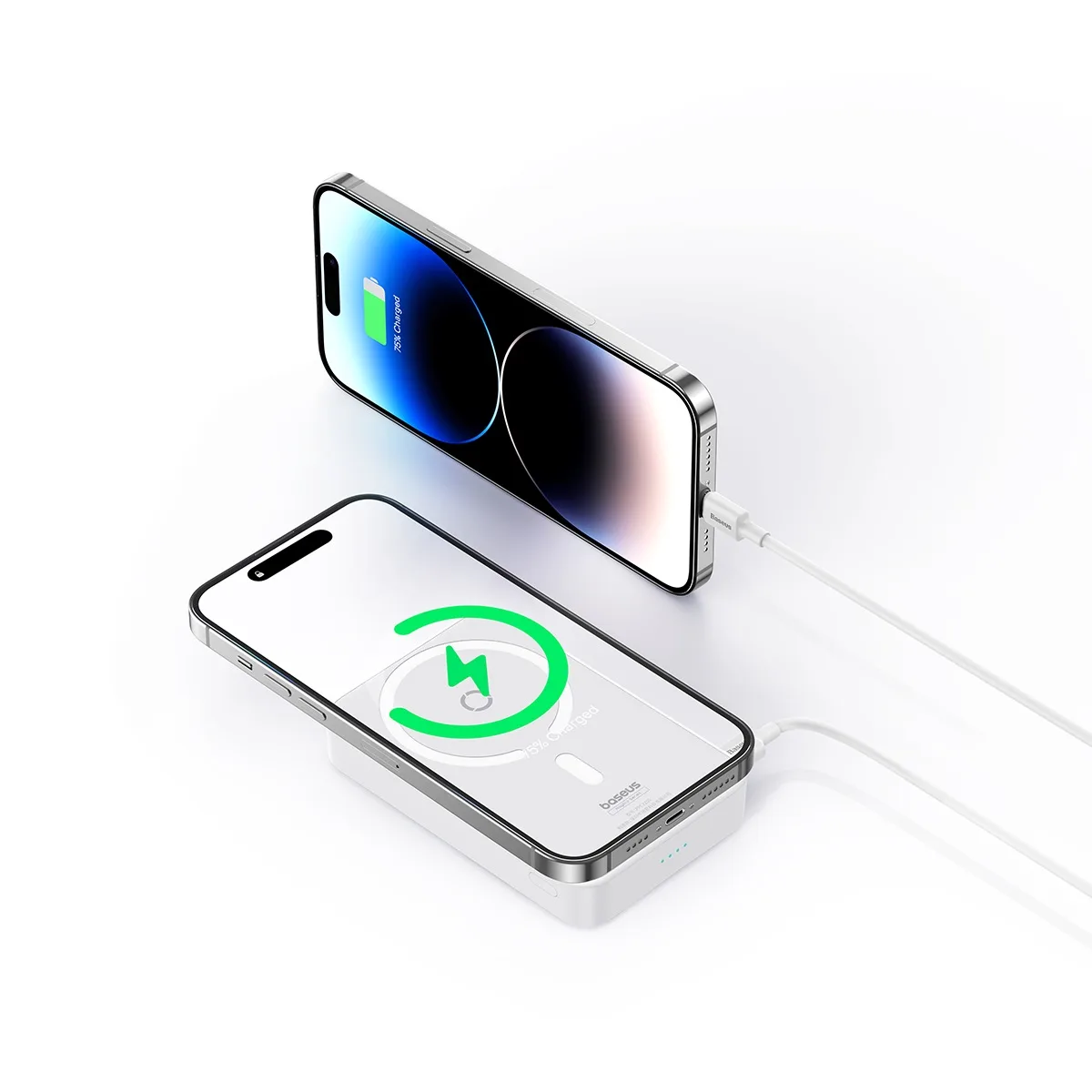 Power Bank OS-Baseus MagPro Magnetic Bracket Wireless Fast-Charging Power Bank 5000mAh 20W з кабелем (P10064101223-00) Stellar White — фото 7