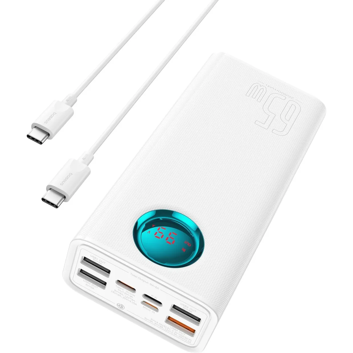 Power Bank Baseus Amblight Digital Display Fast Charge 26800mAh 65W (P10022402223-00) Stellar White — фото 2
