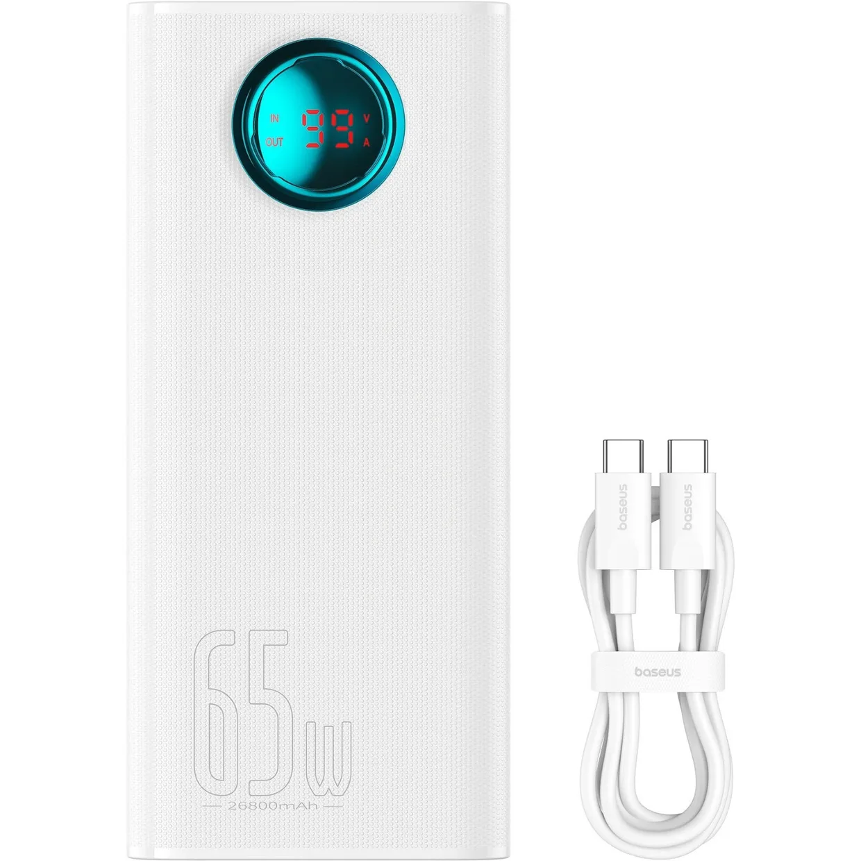 Power Bank Baseus Amblight Digital Display Fast Charge 26800mAh 65W (P10022402223-00) Stellar White — фото 5