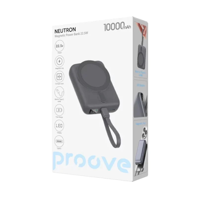 Power Bank Proove Neutron 10000mAh 22.5W Gray (PBNE22022203) — фото 2