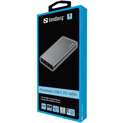 Power Bank Sandberg Powerbank 20000mAh PD 100W Silver (420-52)