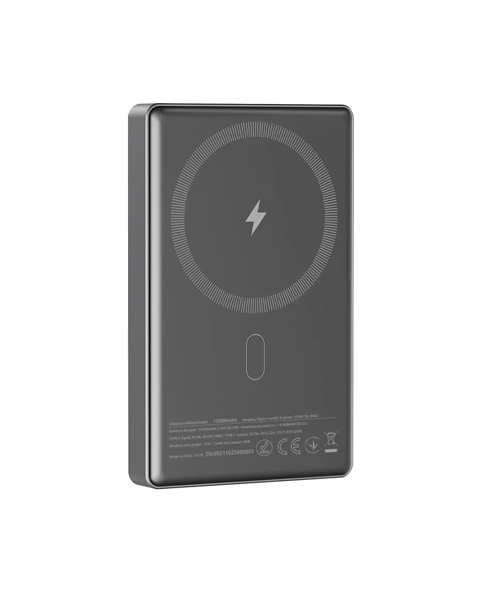 Power Bank Sigma mobile X-power SI10A7QL-MAG 10000mAh Grey (SI10A7QL-MAG) — фото 4