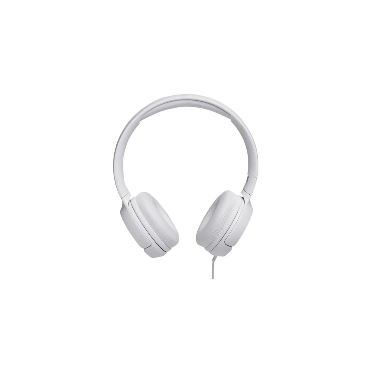 Наушники JBL T500 белые, вид спереди на мягкие амбушюры и оголовье