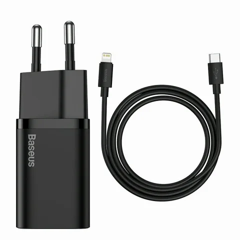 Мережевий зарядний пристрій Baseus Super Si 1Type-C 20W з кабелем Type-C to Lightning (TZCCSUP-B01) Black