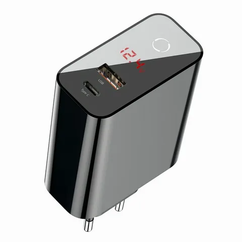 Мережевий зарядний пристрій Baseus Speed ​​PPS Smart Shutdown + LCD (C+U) 45W 4.7 А USB Type-A+USB Type-C (CCFSEU907-01) Black