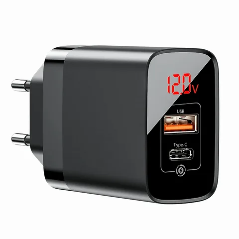 Мережний зарядний пристрій Baseus Mirror Lake PPS Digital Display Quick Charger (3A) USB Type-A+USB Type-C (CCJMHC-A01) Black