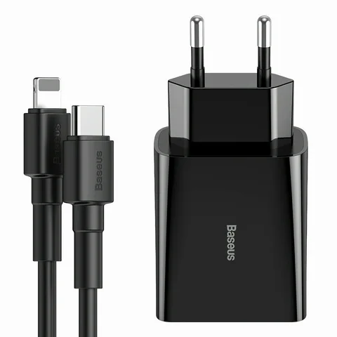 Мережевий зарядний пристрій Baseus Speed ​​Mini + Cable Type-C to Lightning 18W 3A USB Type-C (TZCCFS-X01) Black