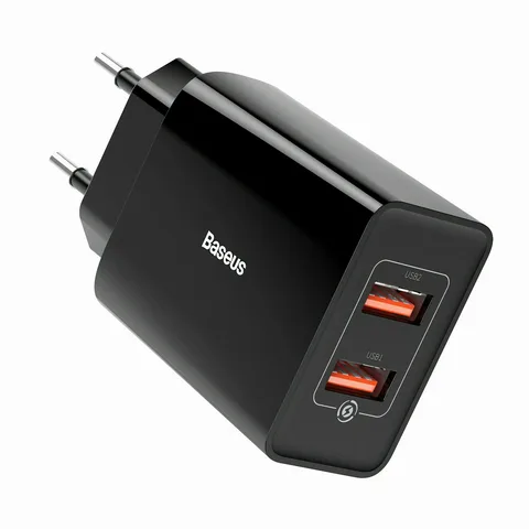 Мережевий зарядний пристрій Baseus Speed ​​Mini 18W (2A) 2USB Type-A (CCFS-V01) Black