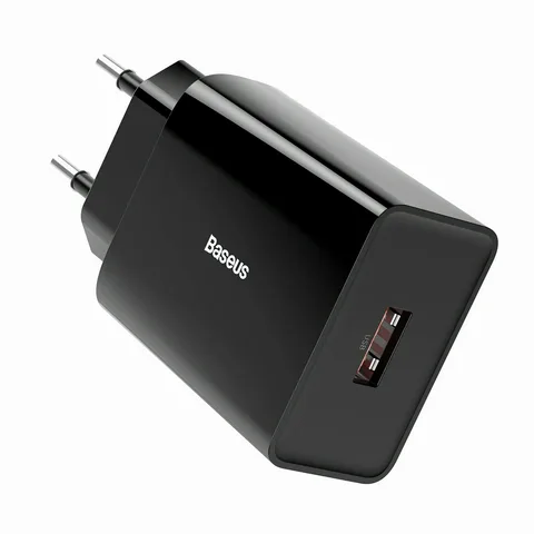 Мережевий зарядний пристрій Baseus Speed ​​Mini QC 18W (3A) USB Type-A (CCFS-W01) Black