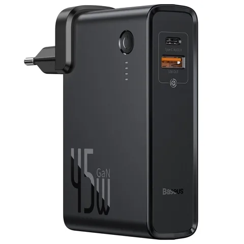 Мережевий зарядний пристрій Baseus Power Station 2in1 QC (+Type-C) with (Power Bank 10000mAh) (PPNLD-C01) Black