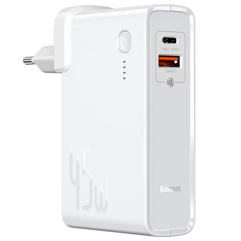 Мережевий зарядний пристрій Baseus Power Station 2in1 QC (+Type-C) with (Power Bank 10000mAh) (PPNLD-C02) White