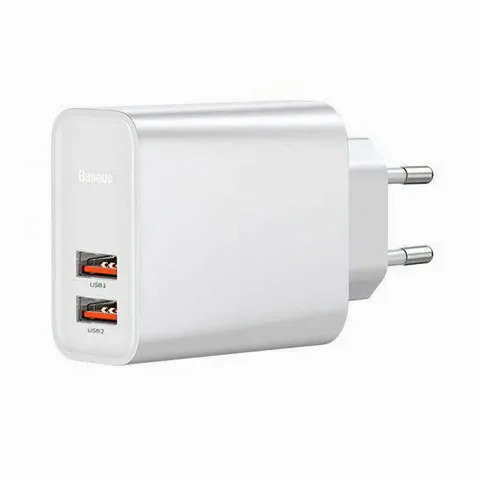 Мережевий зарядний пристрій Baseus Speed ​​QC3.0 (U+U) 30W 5A 2USB (CCFS-E02) White