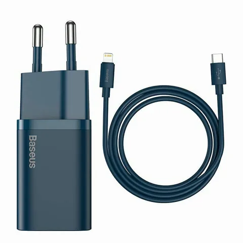 Мережевий зарядний пристрій Baseus Super Si 1Type-C 20W з кабелем Type-C to Lightning (TZCCSUP-B03) Blue