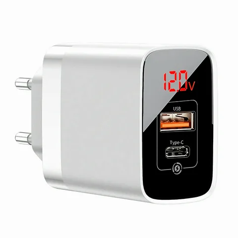 Мережний зарядний пристрій Baseus Mirror Lake PPS Digital Display Quick Charger (3A) USB Type-A+USB Type-C (CCJMHC-A02) White