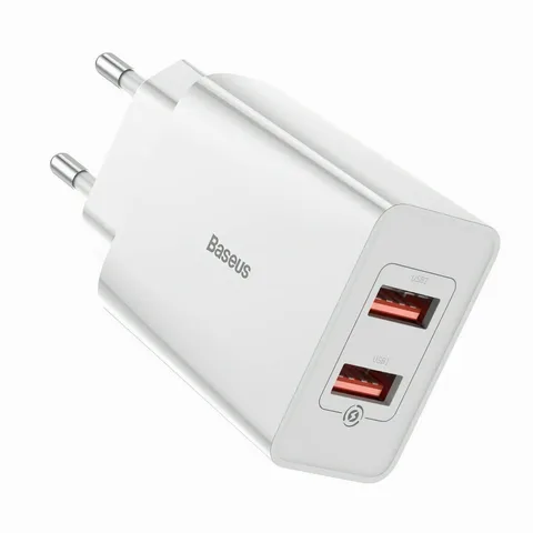 Мережевий зарядний пристрій Baseus Speed ​​Mini 18W (2A) 2USB Type-A (CCFS-V02) White