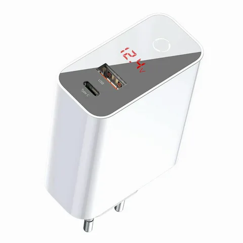 Мережевий зарядний пристрій Baseus Speed ​​PPS Smart Shutdown + LCD (C+U) 45W 4.7 А USB Type-A+USB Type-C (CCFSEU907-02) White